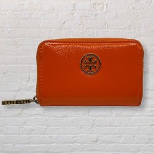 Tory Burch Orange Card Holder Keychain Small Wallet